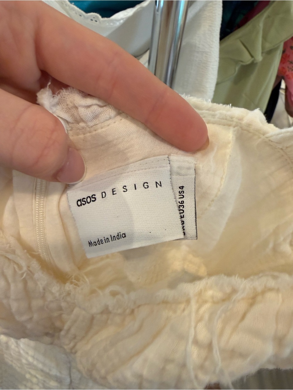 ASOS Cream Gauze Ruched Mini Dress - Picture 3 of 3